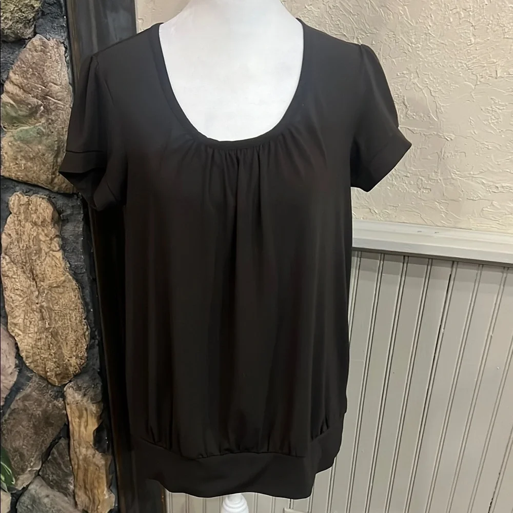 Michael Kors Brown Short Sleeve Ruched Blouse